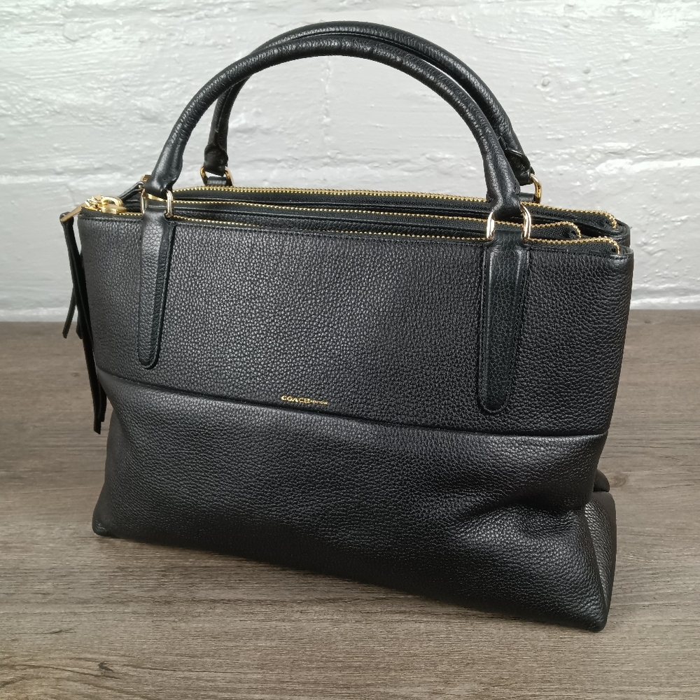 Coach Borough #M1369-28160 Pebbled Black Leather With Gold Hardware